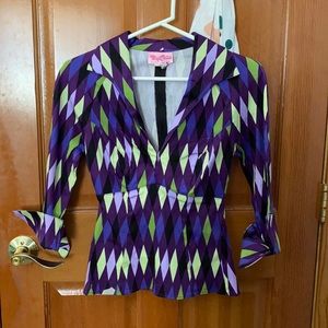 Pinup Girl Clothing Harlequin Lauren Top 3/4 Sleev